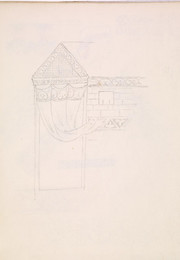 1952P6.35 Sketch of detail of building with curtained entrance