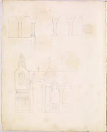 1952P6.51 Sketch of line arches and architectural detail