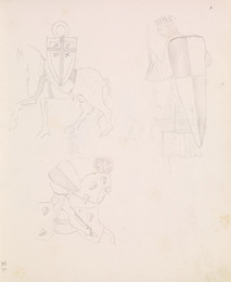 1952P6.82 Studies of knights on horseback, and armour