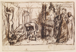 1906P632 Sketch of Three Men gardening
