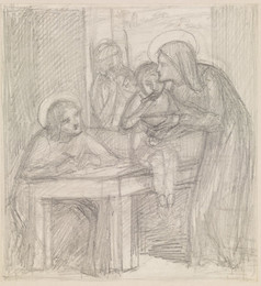 1904P381 Passover in The Holy Family - Bitter Herbs - Compositional Sketch