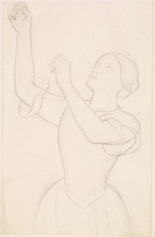 1904P384 Study of a Woman with her Hands raised as if gathering Flowers