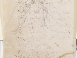 1978P513 List of historical Names and Dates, over Sketches of King Alfred/Alfred The Great - Sketch of Alfred Drawing in the Sand
