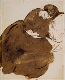 1927P983 Portrait of Jane Morris asleep on a Sofa