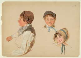 1928P170 Heads of Children, Boy and Girl, Three Studies