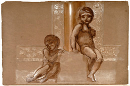 1922P184 Troy Triptych - Study of Two Putti