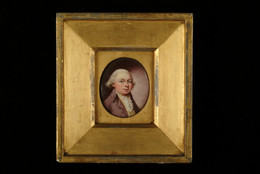 1940P436 Miniature portrait of a man in a lavender coloured coat